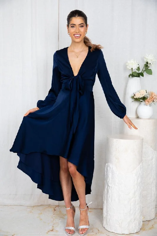 Ruffled Women Dress with Multiple Layers for a Playful and Girly StyleBryleigh Dress - Navy