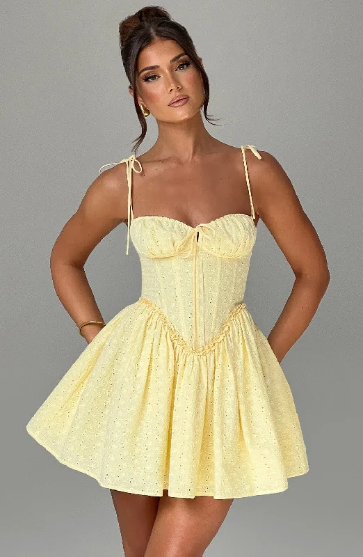 Backless Women Dress for a Sexy and Alluring Look at Evening EventsPhoebe Mini Dress - Lemon