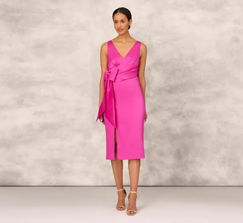 Pleated Women Dress with a Timeless and Elegant TexturePleated Women Dress with a Timeless and Elegant TextureShutter Pleat Satin Dress In Pink Flame