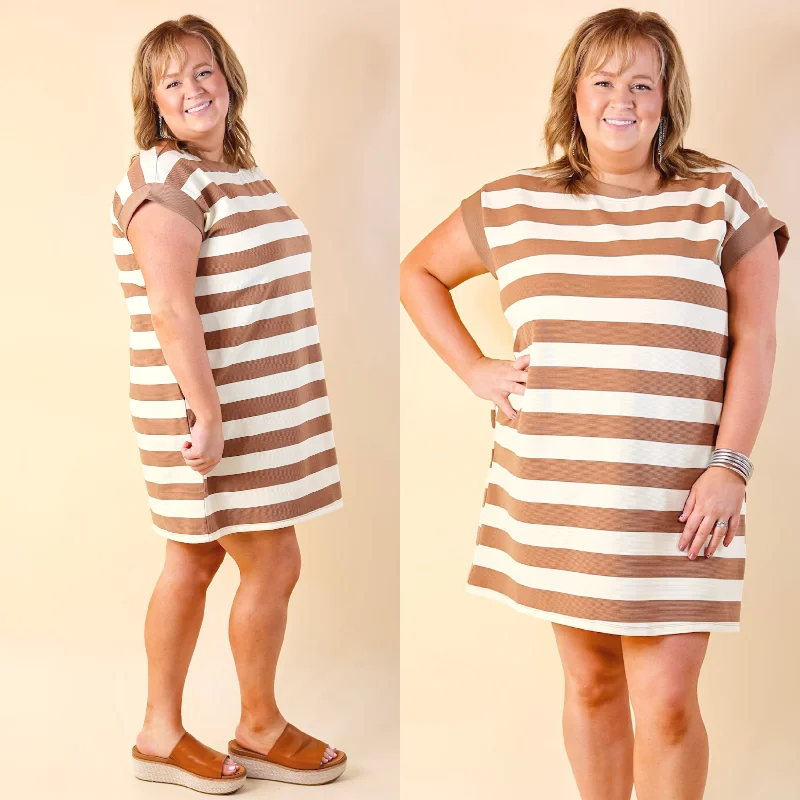 Backless Women Dress for a Sexy and Alluring Look at Evening Events Backless Women Dress for a Sexy and Alluring Look at Evening Events Stripe it Simple Striped Dress with Cap Sleeves in Taupe and Cream