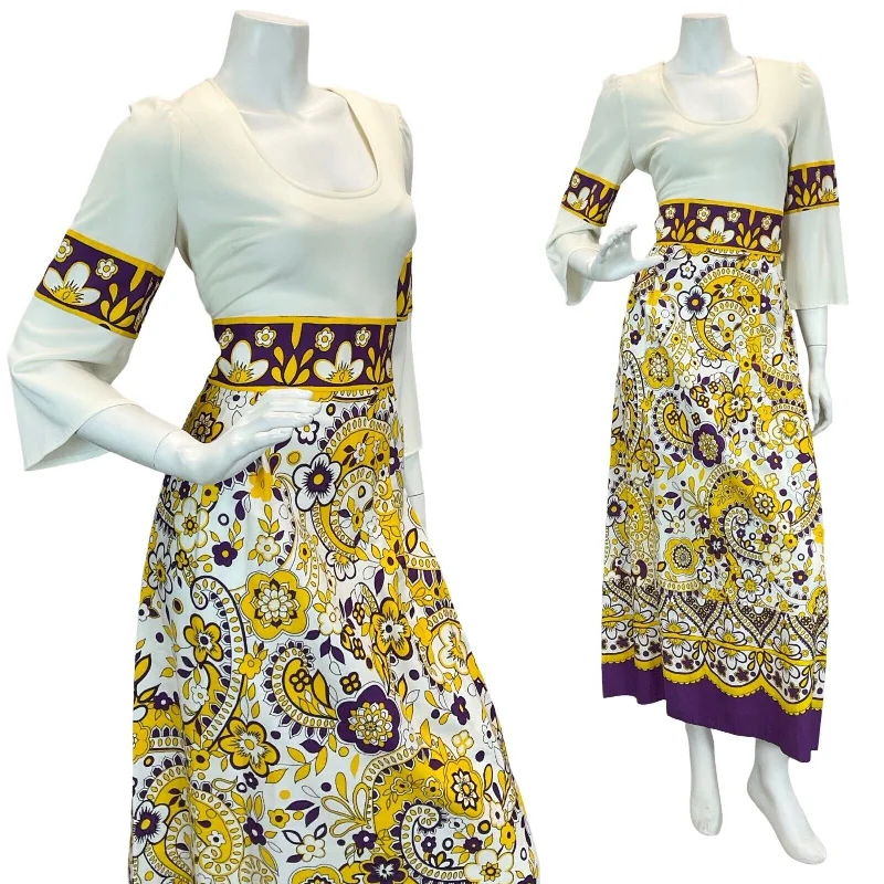 Strapless Women Dress with a Built - in Bra for Comfort and Support Strapless Women Dress with a Built - in Bra for Comfort and Support VTG 70S PURPLE YELLOW WHITE HIPPY FESTIVAL PAISLEY FLORAL MAXI DRESS 8 10