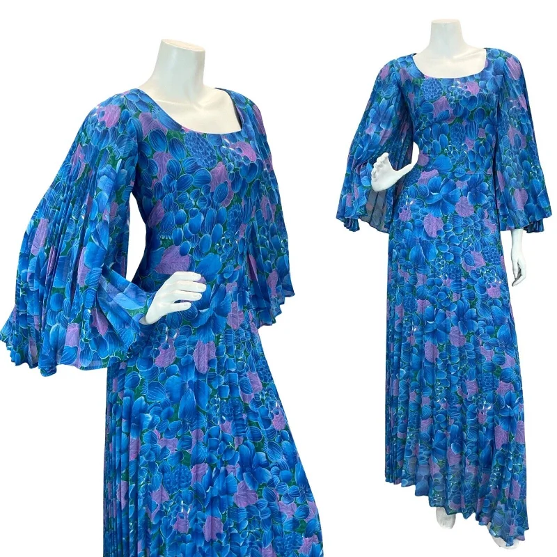Mini Women Dress with a Short Hem for a Young and Trendy Style Mini Women Dress with a Short Hem for a Young and Trendy Style VTG 70S WEDDING OCCASION FLORAL CAPE SLEEVE MAXI DRESS BLUE PINK 10 12