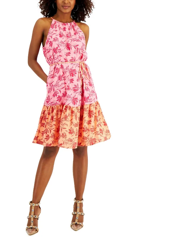 Plus Size Women Dress with a Flattering A - Line Cut for Comfort and Style Plus Size Women Dress with a Flattering A - Line Cut for Comfort and Style Womens Floral A-Line Halter Dress