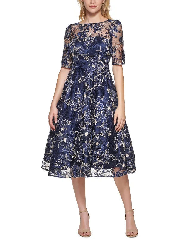 Plus Size Women Dress with a Flattering A - Line Cut for Comfort and Style Plus Size Women Dress with a Flattering A - Line Cut for Comfort and Style Womens Illusion Yoke Knee-Length Fit & Flare Dress