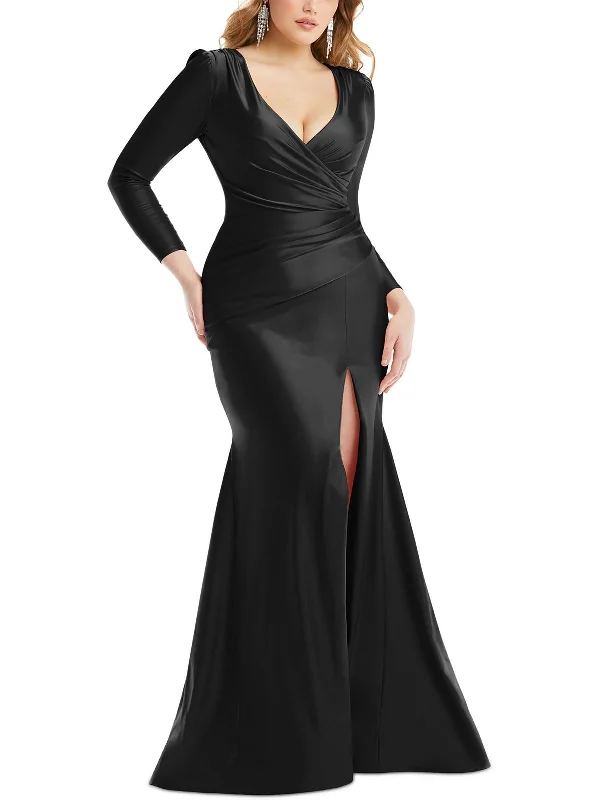 Little Black Women Dress with Sequins for a Glamorous Night Out Little Black Women Dress with Sequins for a Glamorous Night Out Womens Ruched Long Sleeves Evening Dress