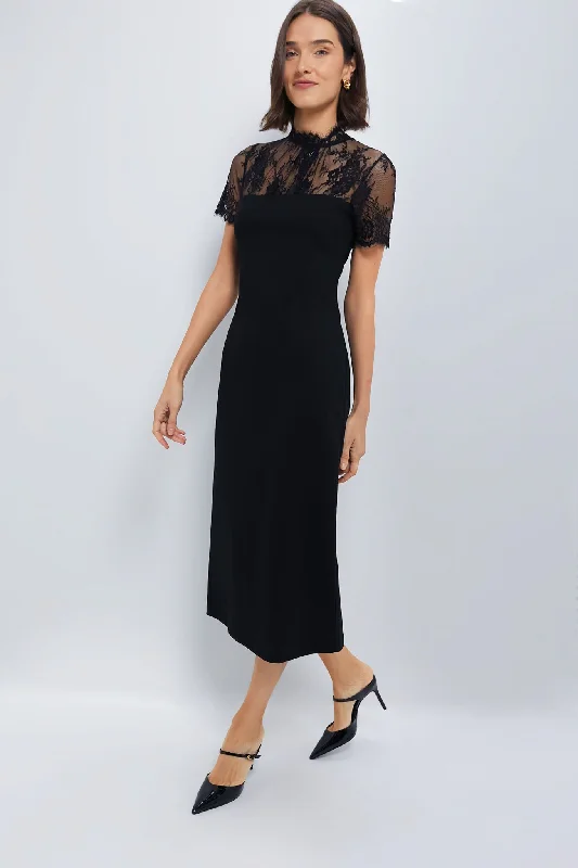 Mermaid - Style Women Dress with a Fitted Silhouette for Special OccasionsMermaid - Style Women Dress with a Fitted Silhouette for Special OccasionsBlack Lace Agatha Midi Dress