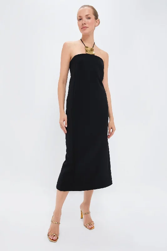 Halter Neck Women Dress to Show Off the Shoulders and NecklineHalter Neck Women Dress to Show Off the Shoulders and NecklineBlack Sezane Midi Dress