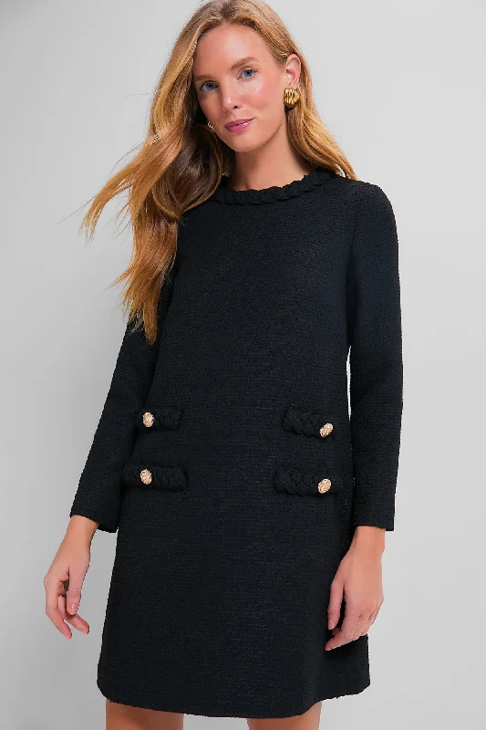 Lace - Embellished Women Dress for an Elegant and Sophisticated AppearanceLace - Embellished Women Dress for an Elegant and Sophisticated AppearanceBlack Tweed Long Sleeve Jackie Dress
