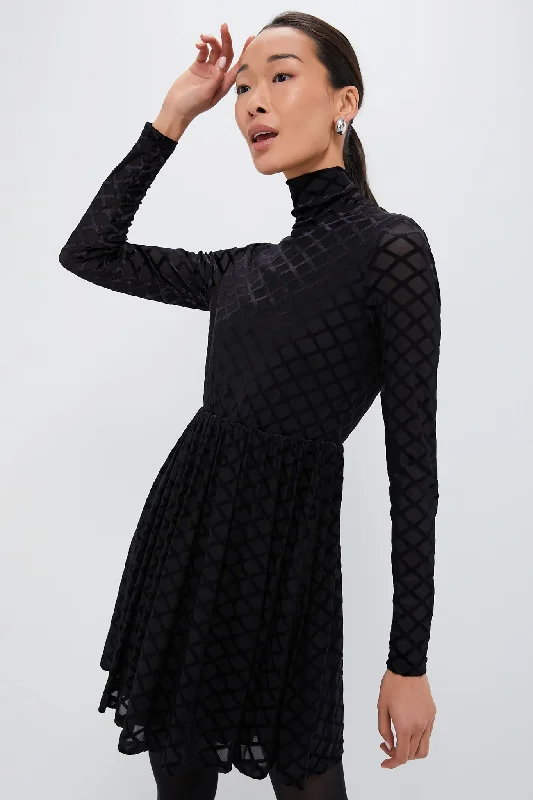 Mini Women Dress with a Short Hem for a Young and Trendy StyleMini Women Dress with a Short Hem for a Young and Trendy StyleBlack Velvet Burnout Rowan Dress