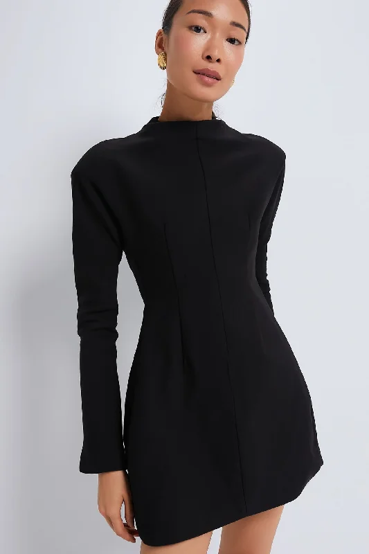 Off - the - Shoulder Women Dress for a Romantic and Feminine LookOff - the - Shoulder Women Dress for a Romantic and Feminine LookBlack Wool Contoured Turtleneck Long Sleeve Mini Dress