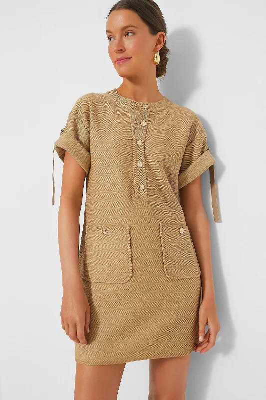 Sheath Women Dress with a Tailored Fit for a Professional LookSheath Women Dress with a Tailored Fit for a Professional LookCamel Denim Look Crewneck Dress