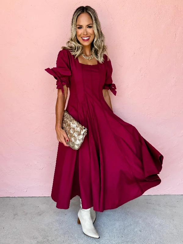 Ball Gown Women Dress with a Full Skirt for a Princess - like LookBurning Passion Puff Sleeve Midi Dress