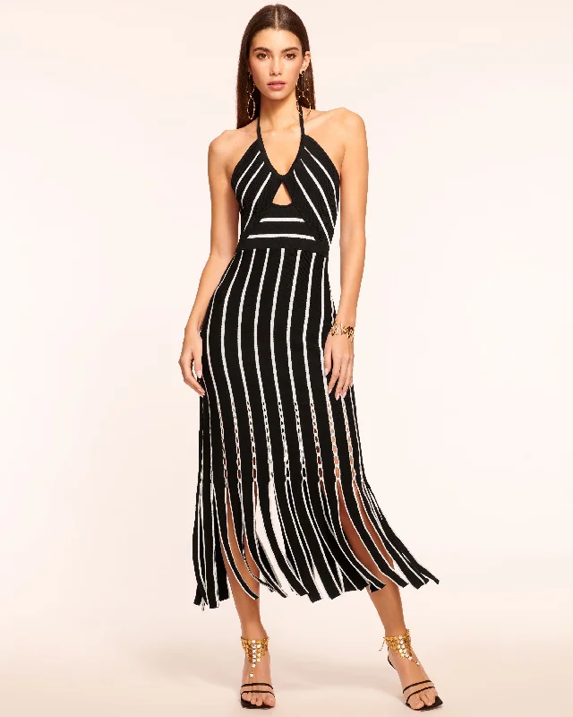 Empire Waist Women Dress to Accentuate the Bust and Conceal the WaistEmpire Waist Women Dress to Accentuate the Bust and Conceal the WaistFrida Fringe Knit Midi Dress
