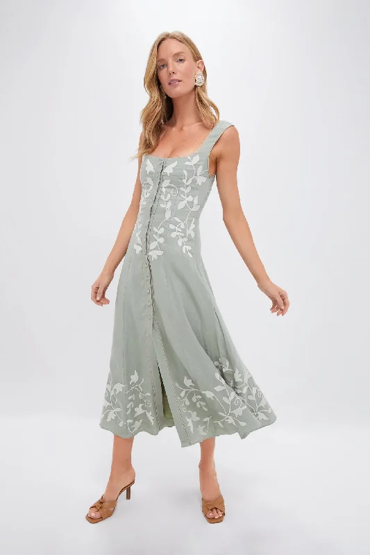 Ball Gown Women Dress with a Full Skirt for a Princess - like LookBall Gown Women Dress with a Full Skirt for a Princess - like LookEmbroidered Green Mila Dress