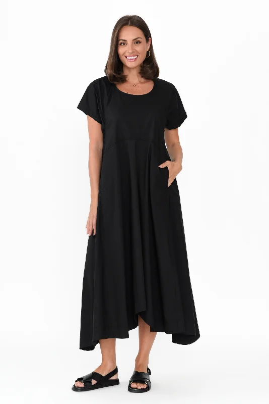 Backless Women Dress for a Sexy and Alluring Look at Evening EventsHarlyn Black Cotton Tulip Dress