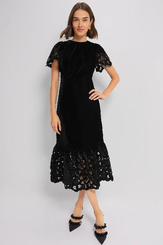 Long - Sleeve Women Dress in Velvet for a Luxurious Winter LookLong - Sleeve Women Dress in Velvet for a Luxurious Winter LookInk Sandy Eyelet Nicolette Dress