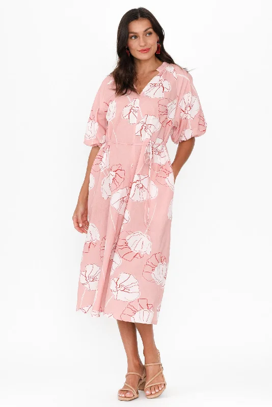 Off - the - Shoulder Women Dress for a Romantic and Feminine LookJanessa Pink Floral Tie Dress