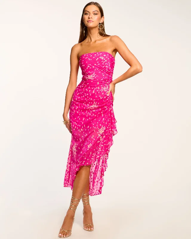 Maxi Women Dress with Floral Print for a Bohemian VibeMaxi Women Dress with Floral Print for a Bohemian VibeLeonard Strapless Midi Dress