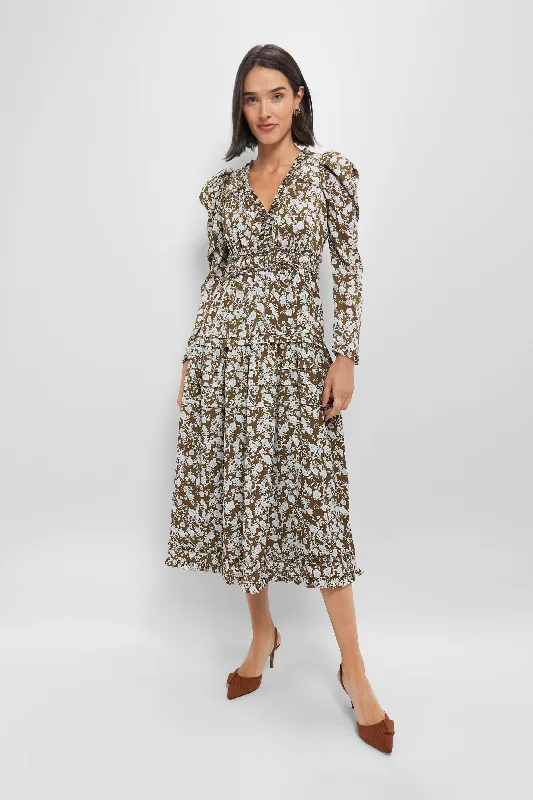Empire Waist Women Dress to Accentuate the Bust and Conceal the WaistEmpire Waist Women Dress to Accentuate the Bust and Conceal the WaistOlive Floral Renee Ruffle Midi Dress