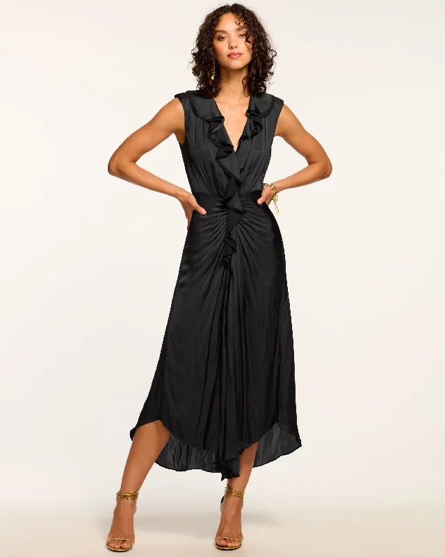 Mini Women Dress with a Short Hem for a Young and Trendy StyleMini Women Dress with a Short Hem for a Young and Trendy StyleOlive Ruffle V-Neck Midi Dress