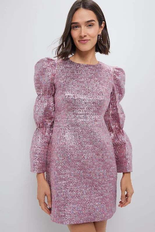 Lace - Embellished Women Dress for an Elegant and Sophisticated AppearanceLace - Embellished Women Dress for an Elegant and Sophisticated AppearancePink Multi Jacquard Puff Sleeve Darcy Mini Dress