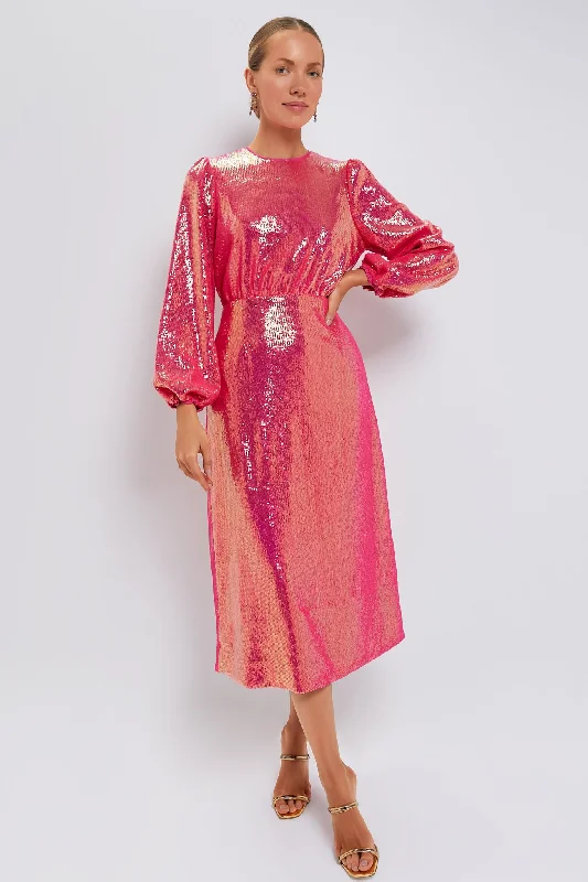 Pleated Women Dress with a Timeless and Elegant TexturePleated Women Dress with a Timeless and Elegant TexturePink Sequin Ivanna Dress