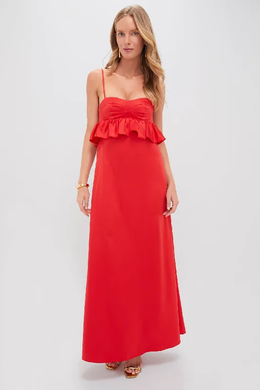 Maxi Women Dress with Floral Print for a Bohemian VibeMaxi Women Dress with Floral Print for a Bohemian VibeRed Silk Scarlet Maxi Dress