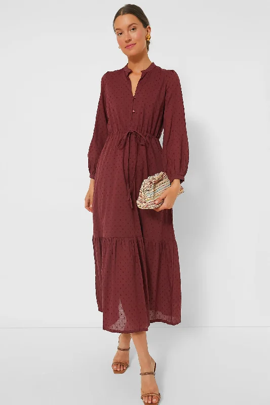Halter Neck Women Dress to Show Off the Shoulders and NecklineHalter Neck Women Dress to Show Off the Shoulders and NecklineSwiss Dots Burgundy Frances Dress 3