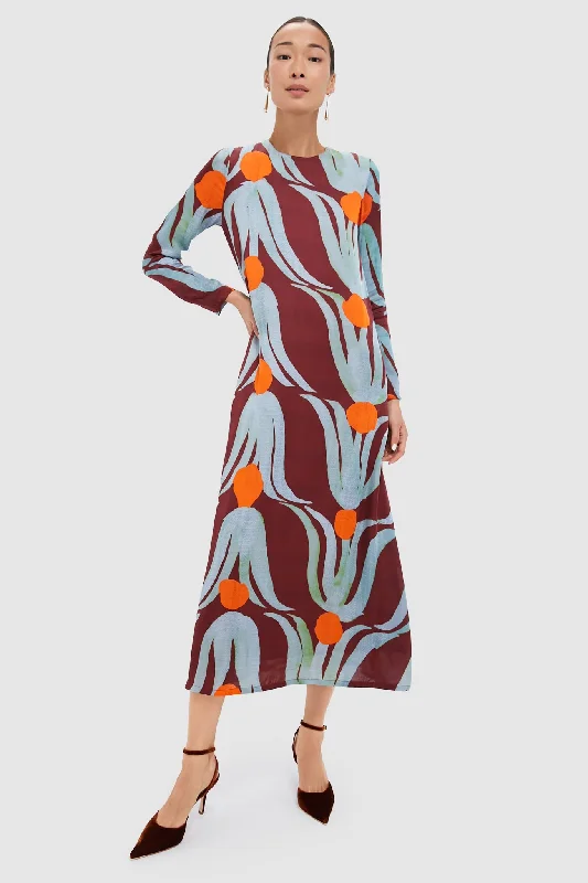Lace - Embellished Women Dress for an Elegant and Sophisticated AppearanceLace - Embellished Women Dress for an Elegant and Sophisticated AppearanceTulip Orange Long Sleeve Shift Maxi Dress