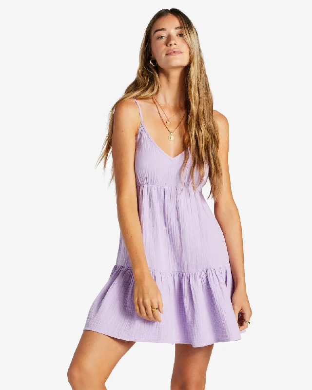 Strapless Women Dress with a Built - in Bra for Comfort and SupportWave After Wave Mini Dress - Lilac Breeze