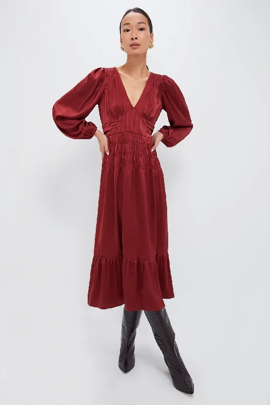 Mini Women Dress with a Short Hem for a Young and Trendy StyleMini Women Dress with a Short Hem for a Young and Trendy StyleWine V Neck Midi Dress