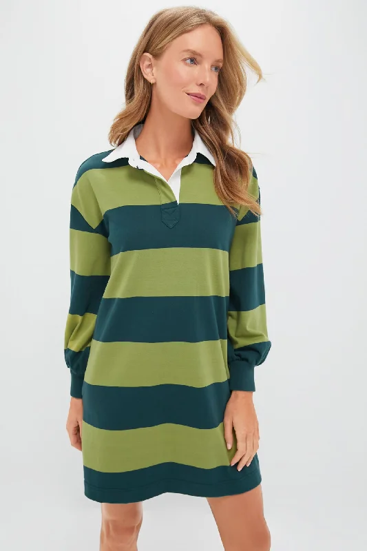Pleated Women Dress with a Timeless and Elegant TexturePleated Women Dress with a Timeless and Elegant TextureWoodbine and Junebug Stripe Baker Rugby Dress