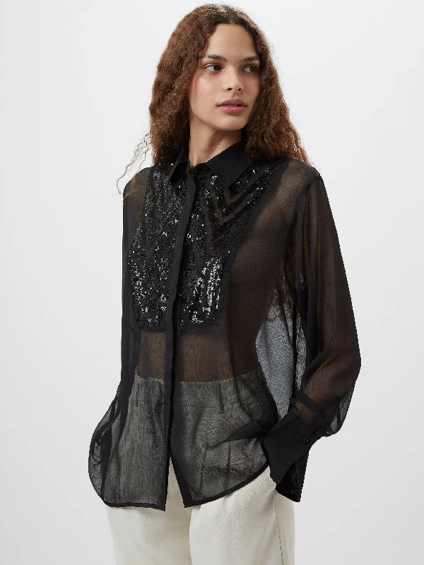 Skinny women jeans with a form - fitting designHana Adalynn Sequin Bib Shirt