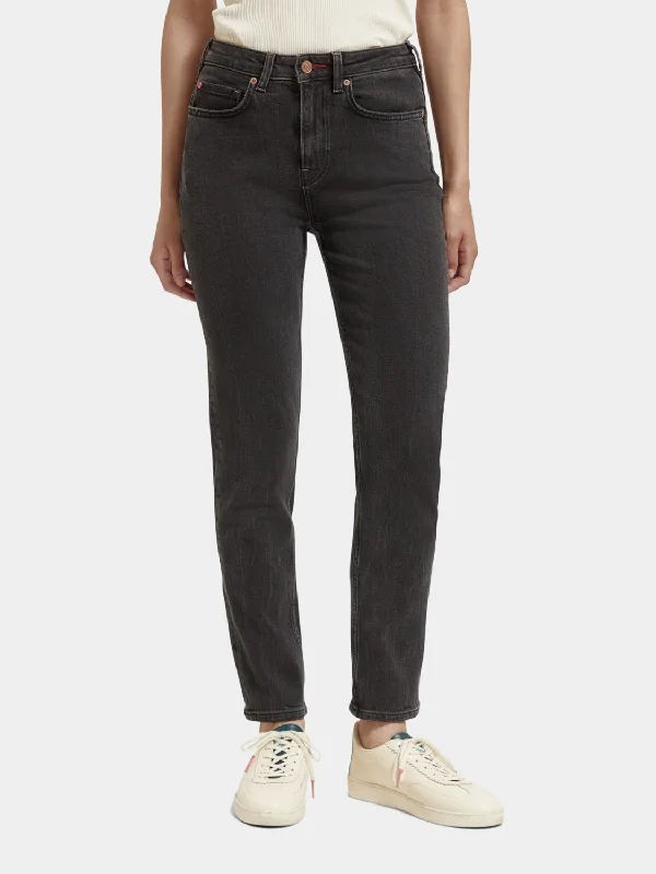 Colored women jeans in vibrant hues like red and yellowHigh Five slim tapered-fit jeans