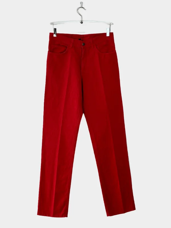 Embroidered women jeans with intricate patternsRed Jeans