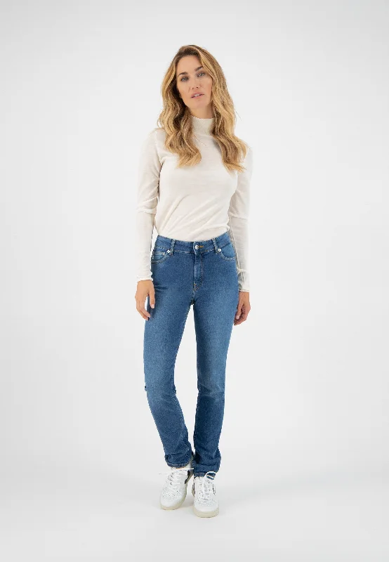 Embroidered women jeans with intricate patternsRegular Swan - Authentic Indigo - RCY