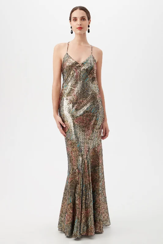 Maxi Women Dress with Floral Print for a Bohemian VibeMaxi Women Dress with Floral Print for a Bohemian VibeArana Butterfly Print Silk Slip Maxi Dress