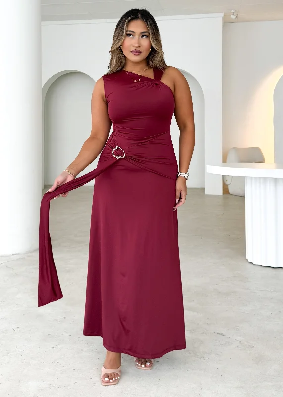 Printed Abstract Women Dress for a Modern and Artistic AppealPrinted Abstract Women Dress for a Modern and Artistic AppealArina Maxi Dress - Burgundy