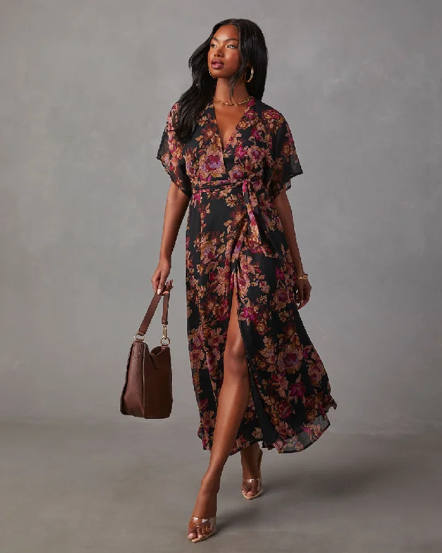 Mini Women Dress with a Short Hem for a Young and Trendy StyleAubrey Surplice Chiffon Floral Maxi Dress