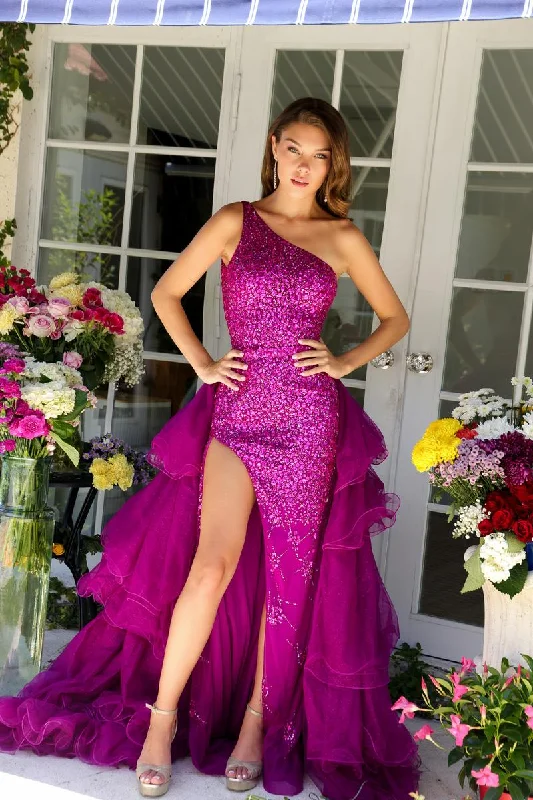 Pleated Women Dress with a Timeless and Elegant TexturePleated Women Dress with a Timeless and Elegant TextureAva Presley One Shoulder Tiered Ruffle Prom Dress 29236