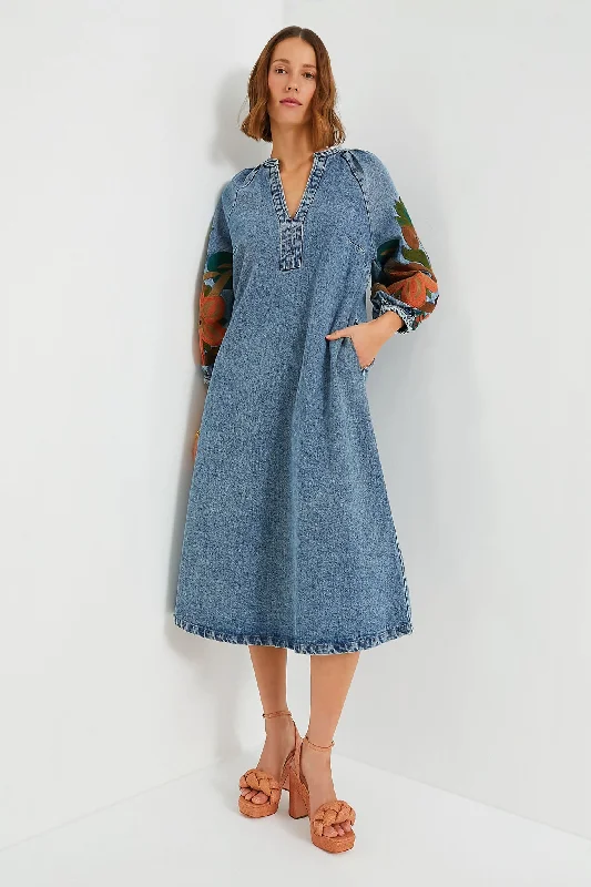 Wrap - Style Women Dress with Adjustable Fit for All Body TypesWrap - Style Women Dress with Adjustable Fit for All Body TypesBlue Denim Cathleen Dress
