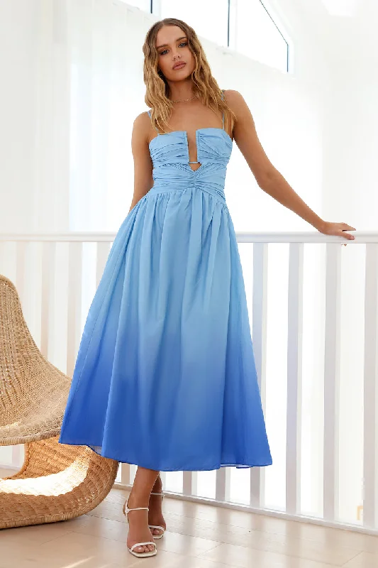 Wrap - Style Women Dress with Adjustable Fit for All Body TypesWrap - Style Women Dress with Adjustable Fit for All Body TypesCaramel Latte Maxi Dress Blue