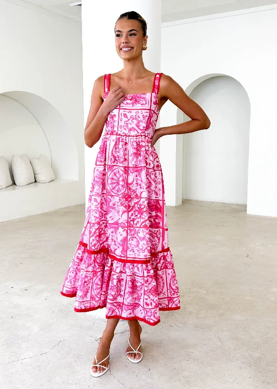 Halter Neck Women Dress to Show Off the Shoulders and NecklineDiaz Maxi Dress - Pink Tile