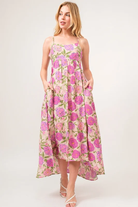 Ruffled Women Dress with Multiple Layers for a Playful and Girly StyleFloral High-Low Hem Cami Maxi Dress