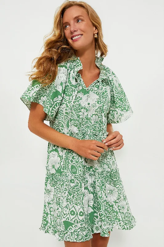 Mermaid - Style Women Dress with a Fitted Silhouette for Special OccasionsMermaid - Style Women Dress with a Fitted Silhouette for Special OccasionsGreen and White Tiered Thea Mini Dress