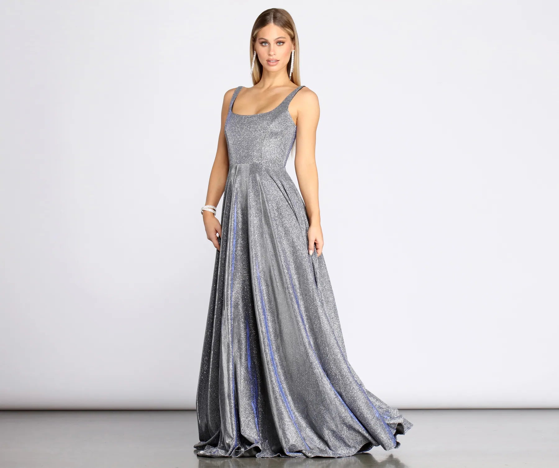 Plus Size Women Dress with a Flattering A - Line Cut for Comfort and StylePlus Size Women Dress with a Flattering A - Line Cut for Comfort and StyleIvy Formal Glitter A-Line Dress