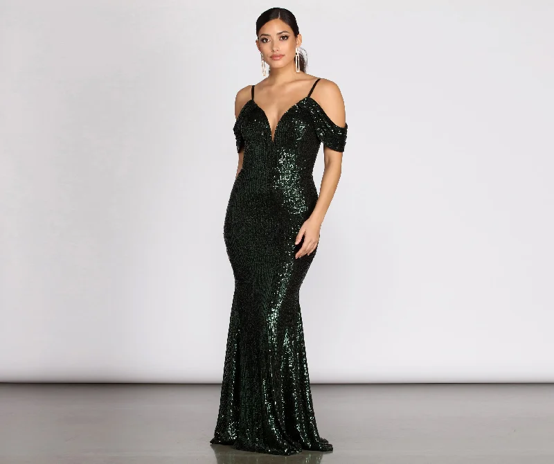 Wrap - Style Women Dress with Adjustable Fit for All Body TypesJillian Deep V Sequin Dress