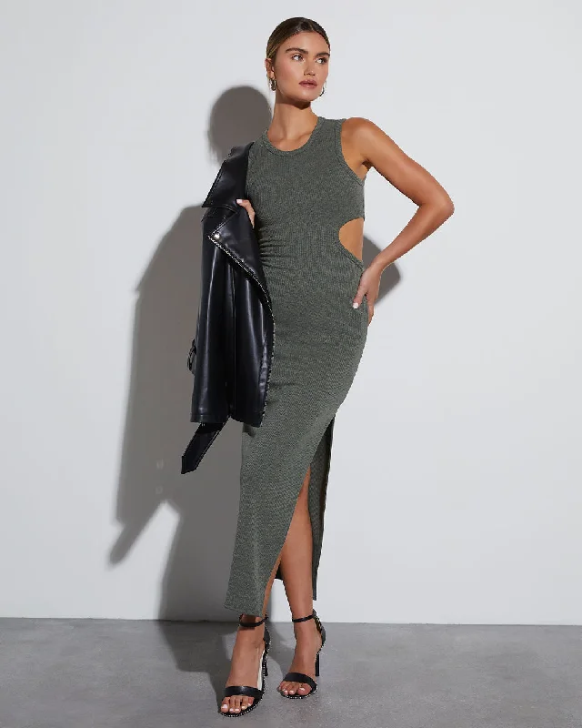 Pleated Women Dress with a Timeless and Elegant TextureJordana Ribbed Cutout Maxi Dress