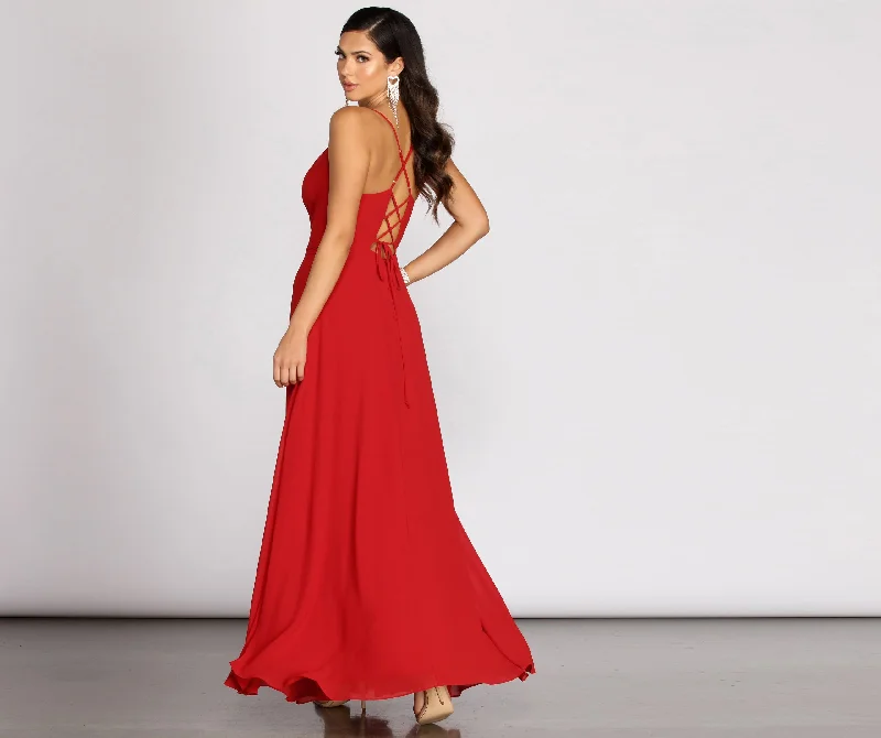 Backless Women Dress for a Sexy and Alluring Look at Evening EventsBackless Women Dress for a Sexy and Alluring Look at Evening EventsKai Chiffon Lace Up Back A-Line Dress