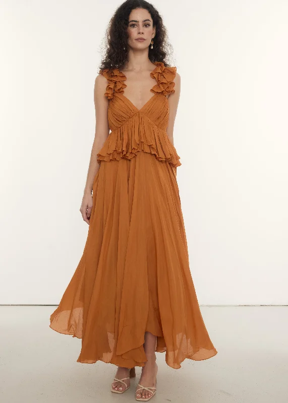 Sleeveless Women Dress in Bright Colors for Summer PartiesLena Maxi | Tan